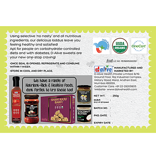 D-Alive Roasted Peanut Ladoo - Sugar-Free, Low Carb, High Protein, 250 g  