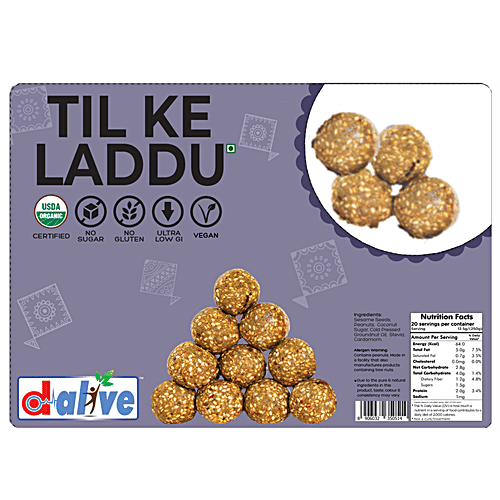 D-Alive Til Ke Laddu - Sugar-Free, Organic, Gluten-Free, 250 g  