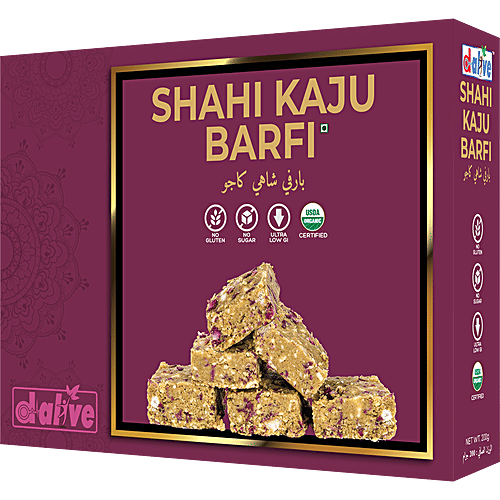 D-Alive Shahi Kaju Barfi - Sugar-free, Organic, 200 g  