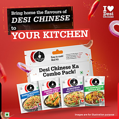 Ching's Secret Desi Chinese Ka Combo Pack of 6 Single Use Assorted Masala Pouches, 120 g  Zero Trans Fat