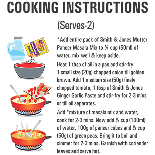 Smith & Jones Mutter Paneer Masala, 100 g (Pack of 5) Zero Trans Fat, No Added Artificial Flavour