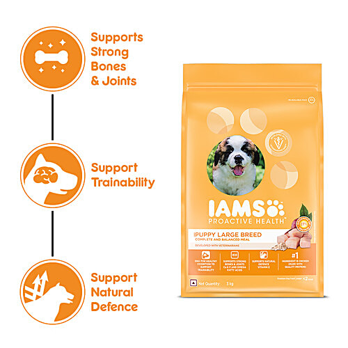 IAMS Proactive Health Dry Dog Food - Smart Puppy Large Breed, Up To 2 Years, 3 kg  Supports Strong Bones & Joints