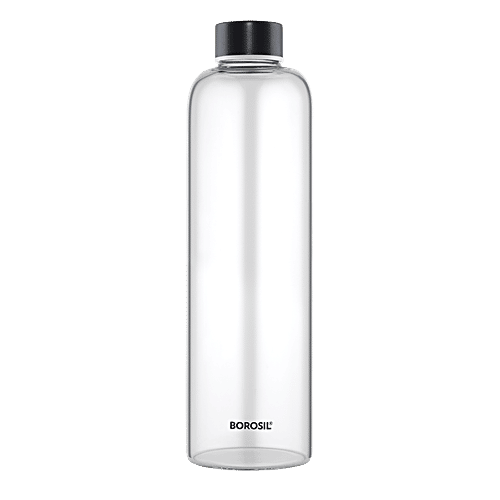 Borosil Plain Glass Water Bottle - Narrow Mouth, For Fridge & Office, IGLBTNM1000, 1 L  