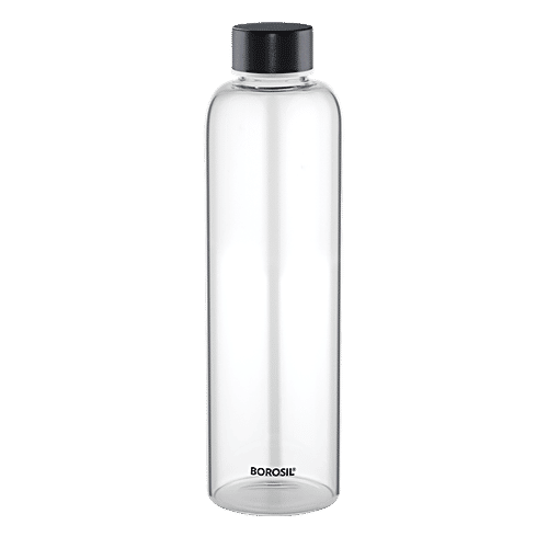 Borosil Plain Glass Water Bottle - Narrow Mouth, For Fridge & Office, IGLBTNM1000, 1 L  
