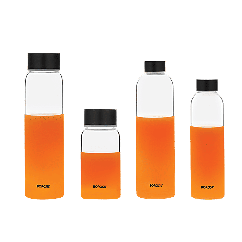 Borosil Plain Glass Water Bottle - Narrow Mouth, For Fridge & Office, IGLBTNM1000, 1 L  