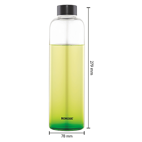 Borosil Plain Glass Water Bottle - Narrow Mouth, For Fridge & Office, IGLBTNM1000, 1 L  