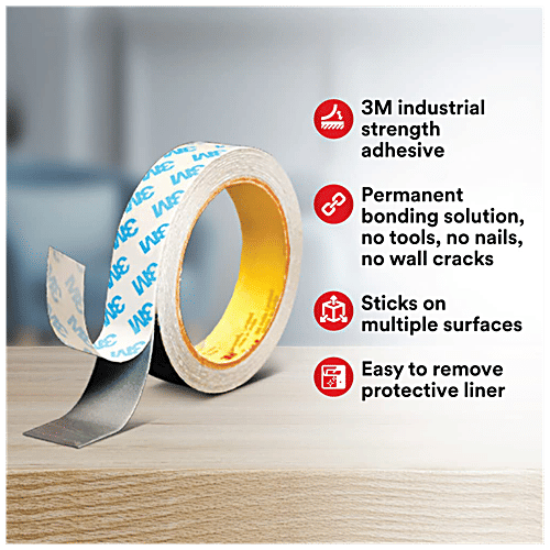 Scotch Strong Double-Sided Mounting Tape - Indoor, 1 x 3 m, 1 pc  Pressure Sensitive