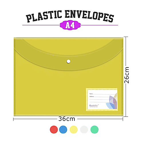 Ravi Agencies Button File Folder - 35.5 x 25.4 cm, 5 pcs  Snap Button Cover
 Thick Plastic