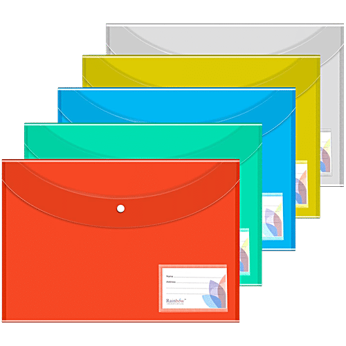 Ravi Agencies Button File Folder - 35.5 x 25.4 cm, 5 pcs  Snap Button Cover
 Thick Plastic