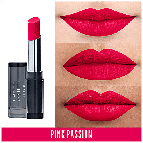 Lakme Absolute 3D Matte Lipstick - Pink Passion, 3.6 g  