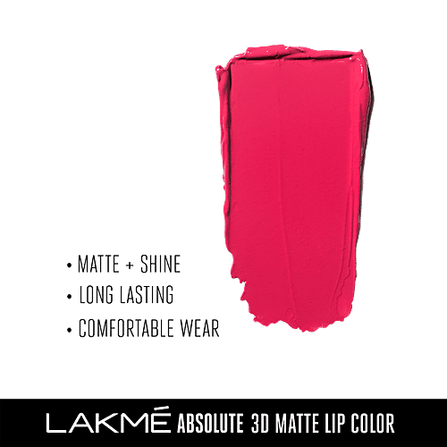 Lakme Absolute 3D Matte Lipstick - Pink Passion, 3.6 g  