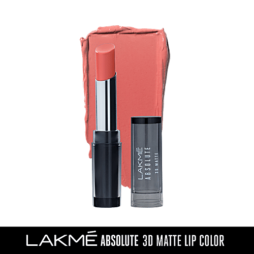 Lakme Absolute 3D Matte Lipstick - Peach Pinch, 3.6 g  