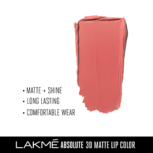 Lakme Absolute 3D Matte Lipstick - Peach Pinch, 3.6 g  