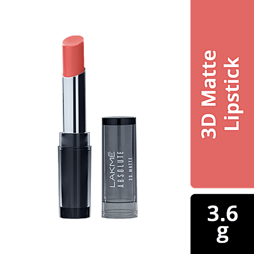 Lakme Absolute 3D Matte Lipstick - Peach Pinch, 3.6 g  