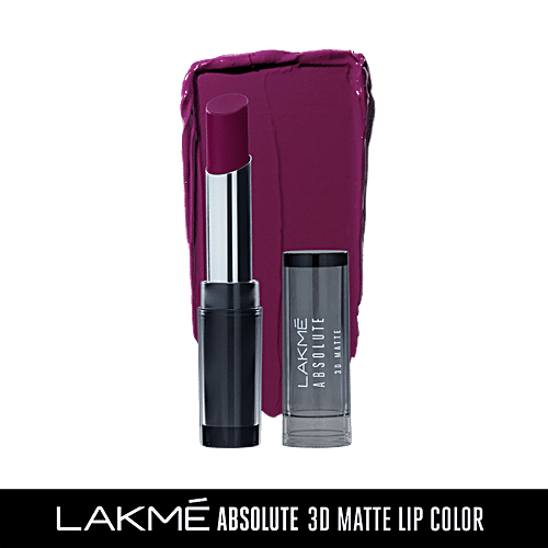 Lakme Absolute 3D Matte Lipstick - Purple Evening, 3.6 g  
