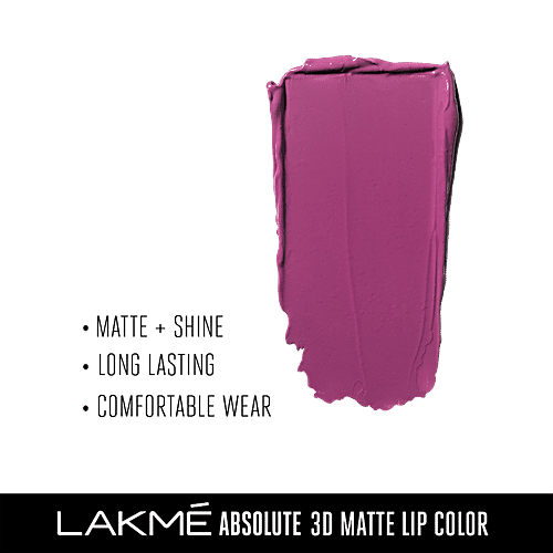 Lakme Absolute 3D Matte Lipstick - Explosive Purple, 3.6 g  