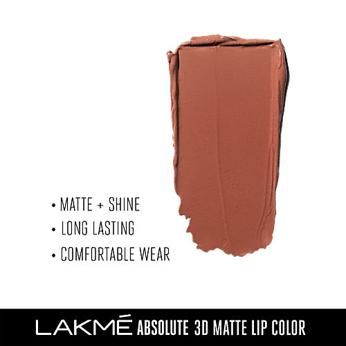 Lakme Absolute 3D Matte Lipstick - British Brown, 3.6 g  