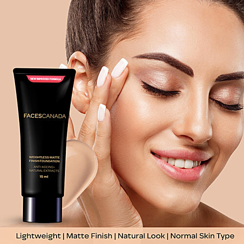 Faces Canada Weightless Matte Finish Foundation - Anti-Ageing, Natural Extracts, 15 ml Beige 05 Contains Natural Extracts