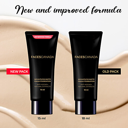 Faces Canada Weightless Matte Finish Foundation - Anti-Ageing, Natural Extracts, 15 ml Beige 05 Contains Natural Extracts