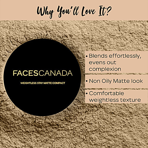Faces Canada Weightless Stay Matte Compact - SPF-20, Vitamin E & Shea Butter, 9 g Natural 02 