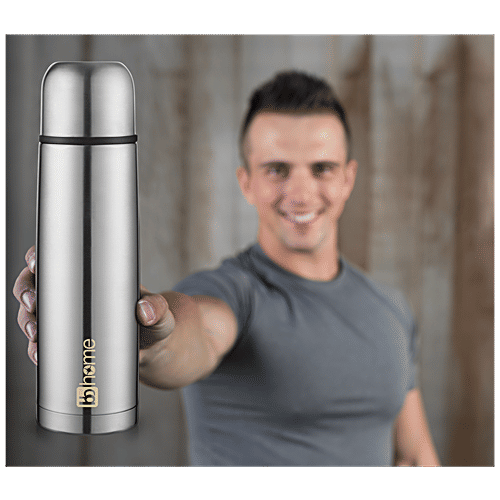 bb home Arctic Stainless Steel Vacuum Insulated Flask - Double Walled, 12 Hours Hot & Cold, Silver, 750 ml (1 pc) Leak Proof & Dishwasher Safe