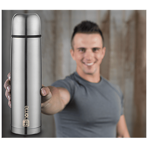 bb home Arctic Stainless Steel Vacuum Insulated Flask - Double Walled, 12 Hours Hot & Cold, Silver, 1 L (1 pc) Leak Proof & Dishwasher Safe