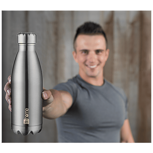 bb home Pacific Stainless Steel Vacuum Insulated Flask - Double Walled, 12 Hours Hot & Cold, Silver, 500 ml (1 pc) Leak Proof & Dishwasher Safe
