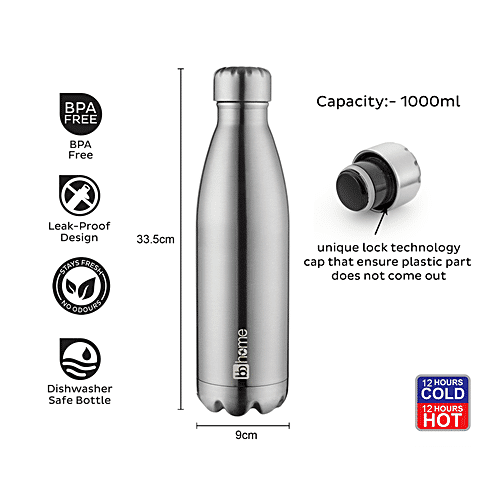 BB Home Pacific Steel Insulated Vacuum Flask, 1 L  
