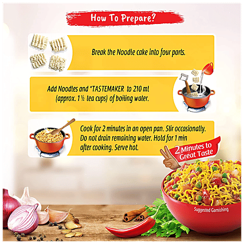 Maggi Maha 2-Minute Masala Noodles - Happy Share Pack, Goodness Of Iron, 90 g  Made with Choicest quality spices