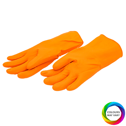 Aaniya Rubber Hand Gloves - Large, Assorted Colour, 2 pcs  
