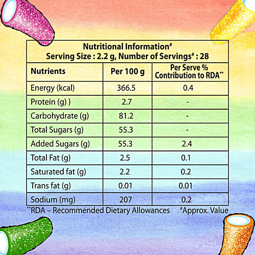 Chupa Chups Sour Mini Tubes Mixed Fruit Flavour Soft & Chewy Toffee, 61.6 g  