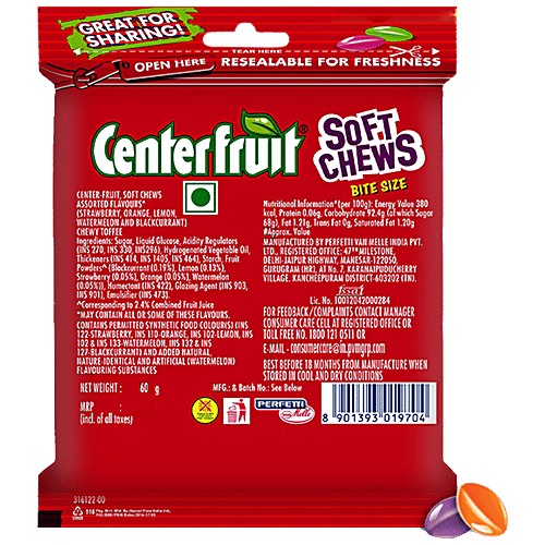 Buy Center Fruit Soft Chews Candy Assorted Flavour Online at Best