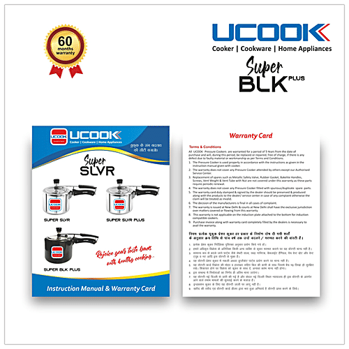Ucook Hard Anodised Inner Lid Pressure Cooker - Induction Base, Bakelite Handle, Black, Super BLK Plus, 3 L