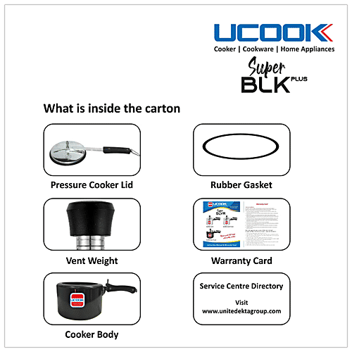 Ucook Hard Anodised Aluminium Steel Inner Lid Pressure Cooker - Induction Base, Black, 5 L  