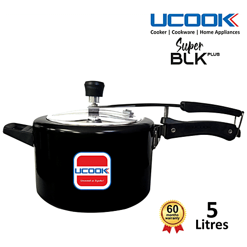 Ucook Hard Anodised Aluminium Steel Inner Lid Pressure Cooker - Induction Base, Black, 5 L  