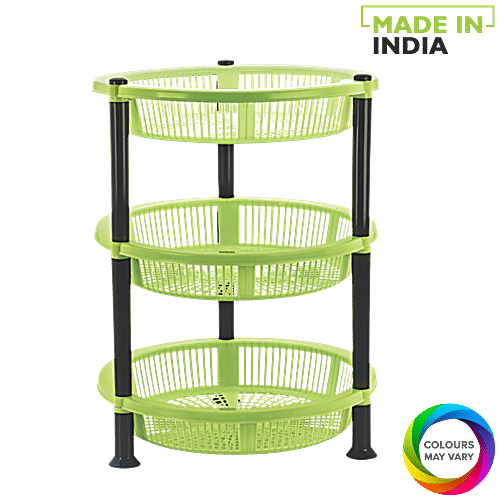 Buy Aristo Multipurpose Plastic Kitchen Rack/Stand 3 Steps, Orbit, Oval, Assorted Colour