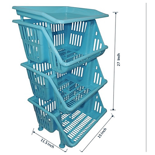 Aristo Spacio Multi-Purpose Plastic Kitchen Rack/Kitchen Stand - 3 Steps, Assorted Colour, 1 pc Durability & Reliability