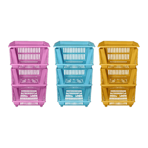 Aristo Spacio Multi-Purpose Plastic Kitchen Rack/Kitchen Stand - 3 Steps, Assorted Colour, 1 pc Durability & Reliability