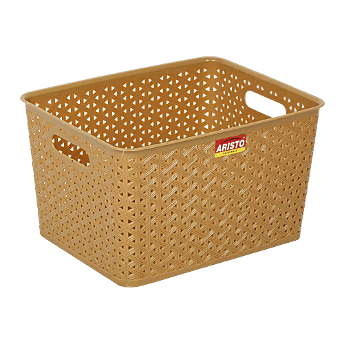 Aristo Solitaire Multipurpose Rectangular Plastic Basket 335 Without Lid - Assorted Colour, 15 L Smooth Finish, BPA-Free