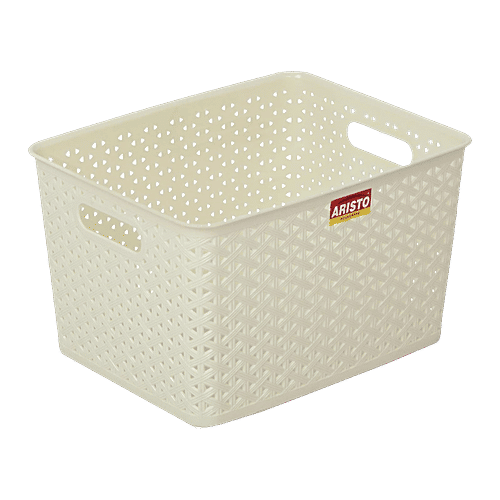Aristo Solitaire Multipurpose Rectangular Plastic Basket 335 Without Lid - Assorted Colour, 15 L Smooth Finish, BPA-Free