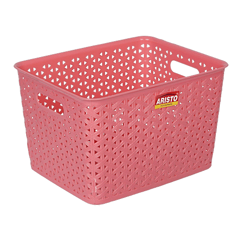 Aristo Solitaire Multipurpose Rectangular Plastic Basket 335 Without Lid - Assorted Colour, 15 L Smooth Finish, BPA-Free