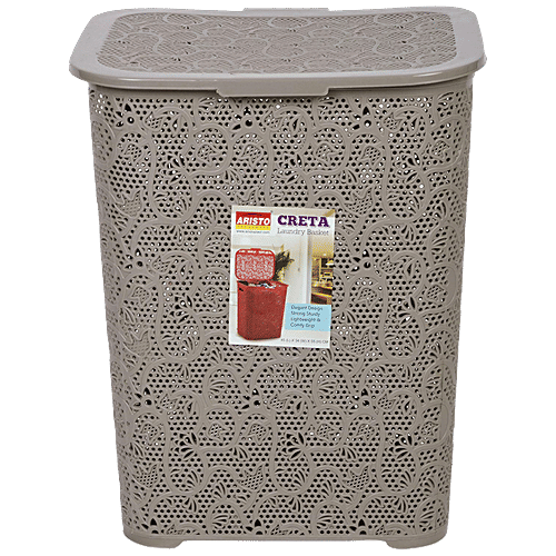 Aristo Creta Plastic Laundry Basket - Multipurpose, Assorted Colour, 45 L Strong, Durable & Light Weight