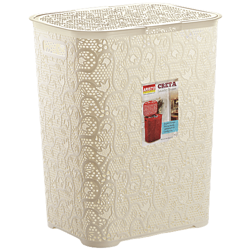 Aristo Creta Plastic Laundry Basket - Multipurpose, Assorted Colour, 45 L Strong, Durable & Light Weight