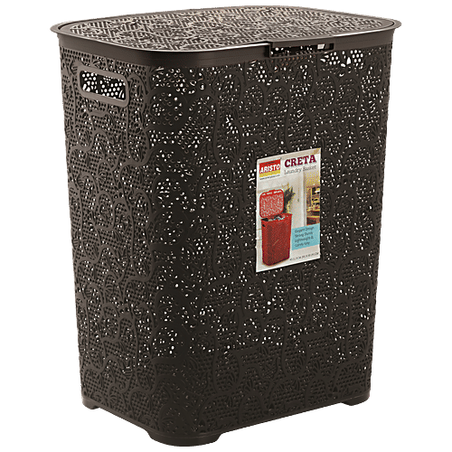 Aristo Creta Plastic Laundry Basket - Multipurpose, Assorted Colour, 45 L Strong, Durable & Light Weight