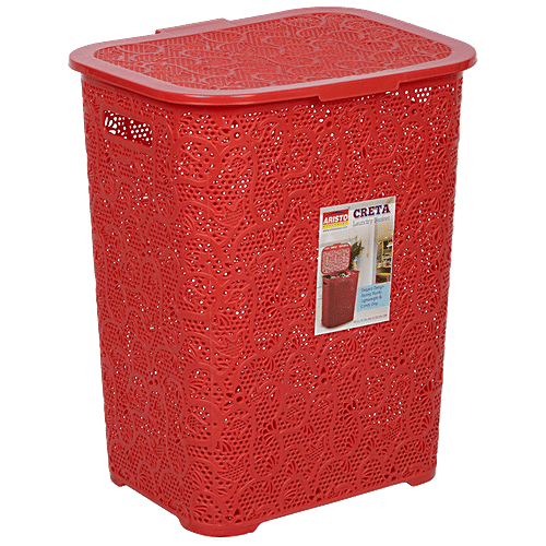 Aristo Creta Plastic Laundry Basket - Multipurpose, Assorted Colour, 45 L Strong, Durable & Light Weight