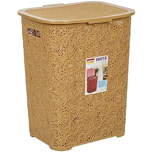 Aristo Creta Plastic Laundry Basket - Multipurpose, Assorted Colour, 45 L Strong, Durable & Light Weight