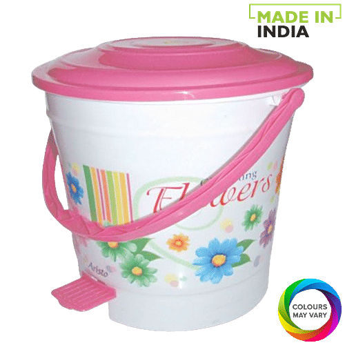 Aristo Dyna Printed Plastic Pedal Dustbin / Garbage Bin - Assorted Colour, 11 L  Durable