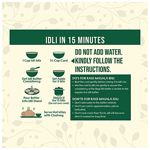 Indira's Ragi Masala Idli, 400 g Pouch Zero Cholesterol