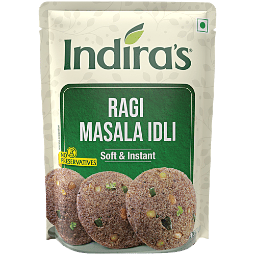 Indira's Ragi Masala Idli, 400 g Pouch Zero Cholesterol