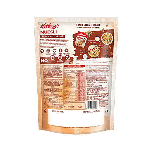 Kellogg's Muesli Nuts Delight - 12 In 1 Power Breakfast, 750 g Pouch 